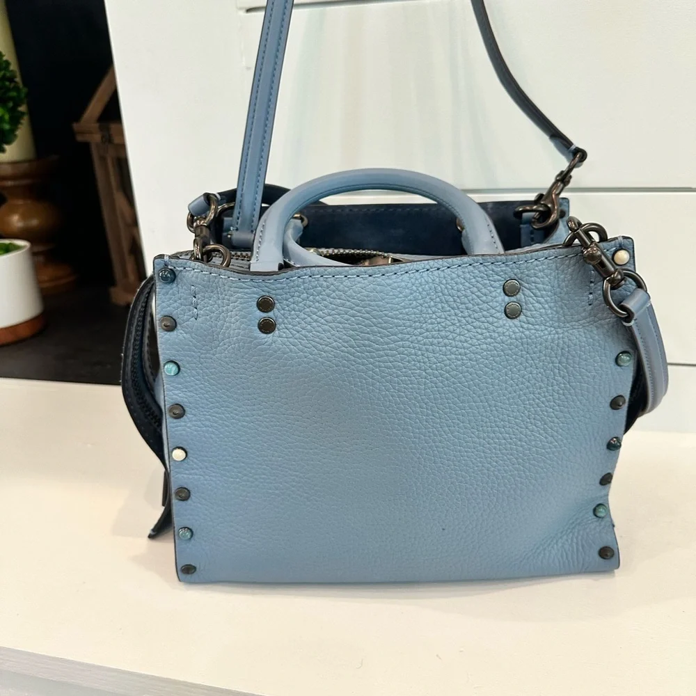 Coach 1941 Rogue 25 Slate Blue with Rivets Like New Bag with dustbag all extras - Picture 4 of 15